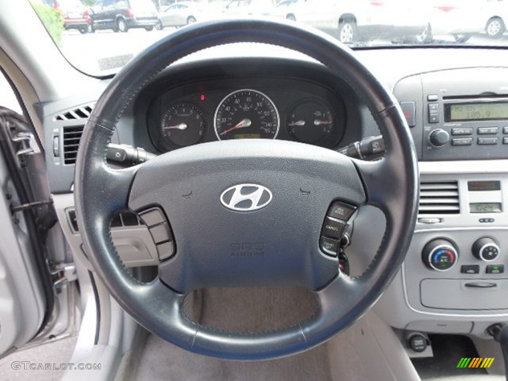 2006 Hyundai Sonata GL Gray Steering Wheel Photo #82386724
