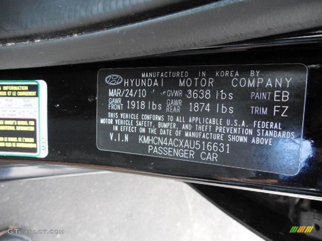 2010 Accent Color Code EB for Ebony Black Photo #82387195