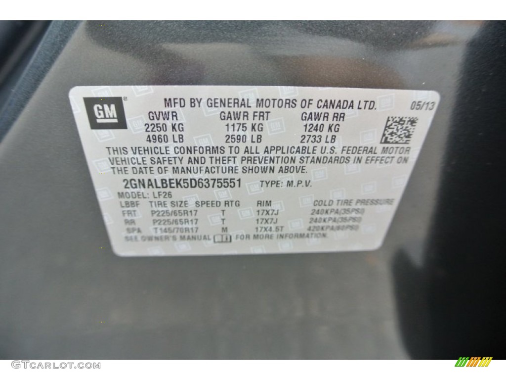 2013 Equinox LS - Ashen Gray Metallic / Jet Black photo #7