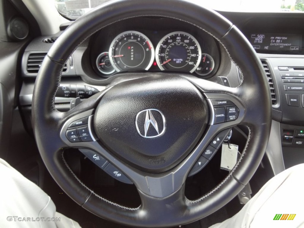 2011 Acura TSX Sport Wagon Ebony Steering Wheel Photo #82387390