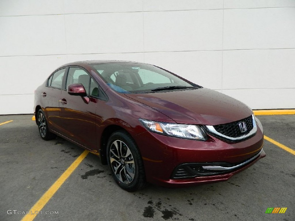 2013 Civic EX Sedan - Crimson Red Pearl / Beige photo #1