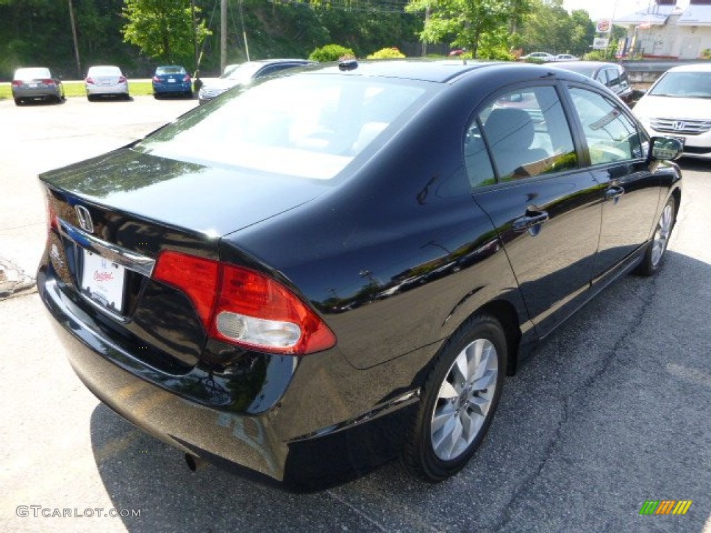2010 Civic EX-L Sedan - Crystal Black Pearl / Gray photo #5