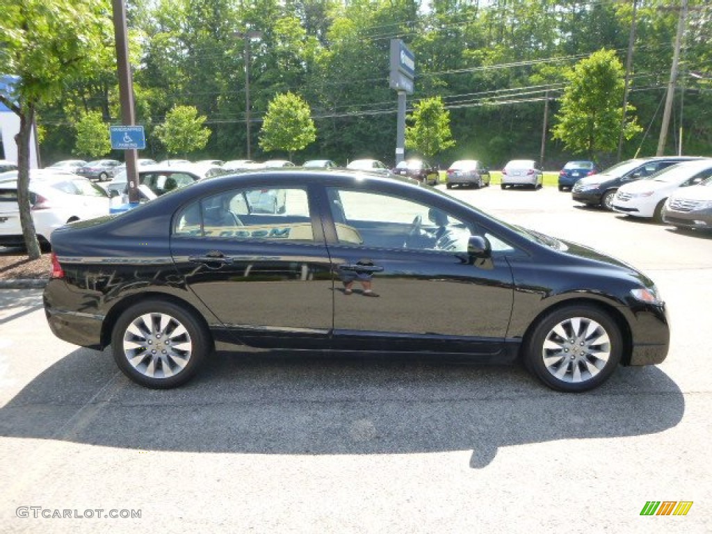 2010 Civic EX-L Sedan - Crystal Black Pearl / Gray photo #6