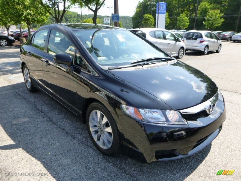 2010 Civic EX-L Sedan - Crystal Black Pearl / Gray photo #7