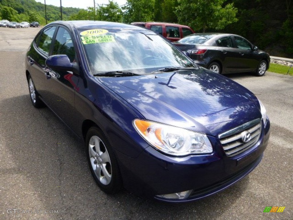 2008 Elantra GLS Sedan - Regatta Blue Metallic / Gray photo #8