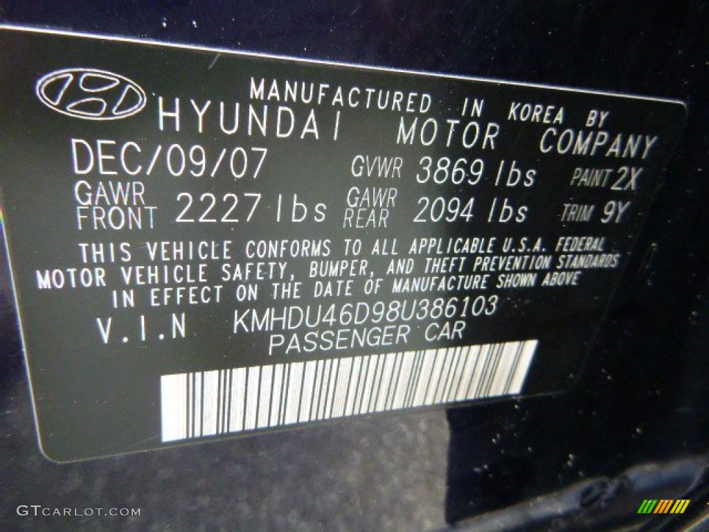 2008 Elantra GLS Sedan - Regatta Blue Metallic / Gray photo #24