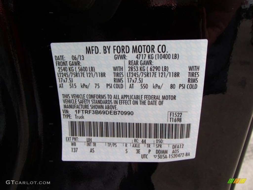2013 F350 Super Duty Color Code UH for Tuxedo Black Metallic Photo #82398770