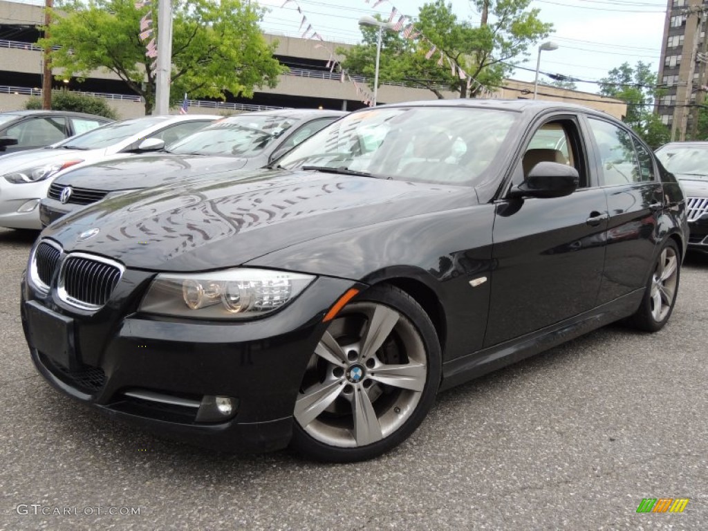 2009 3 Series 335i Sedan - Black Sapphire Metallic / Beige photo #1