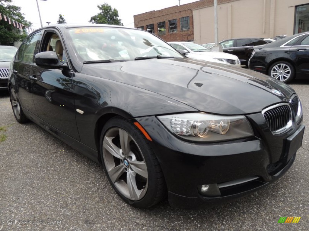 2009 3 Series 335i Sedan - Black Sapphire Metallic / Beige photo #4