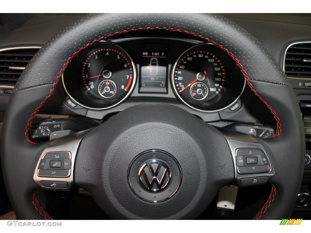 2013 Volkswagen GTI 4 Door Wolfsburg Edition Interlagos Plaid Cloth Steering Wheel Photo #82402560
