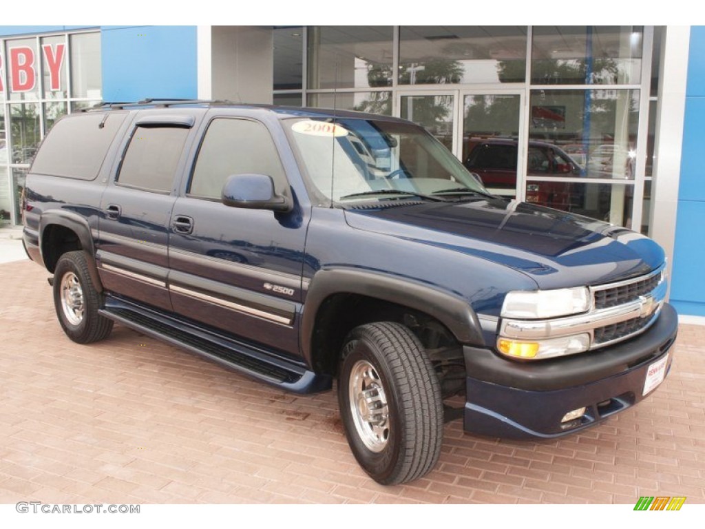 2001 Suburban 2500 LT 4x4 - Indigo Blue Metallic / Tan photo #12