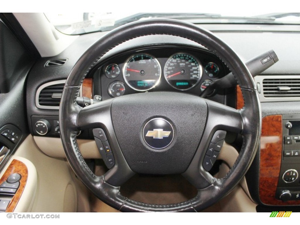 2008 Chevrolet Silverado 1500 LTZ Extended Cab 4x4 Light Cashmere/Ebony Accents Steering Wheel Photo #82408044