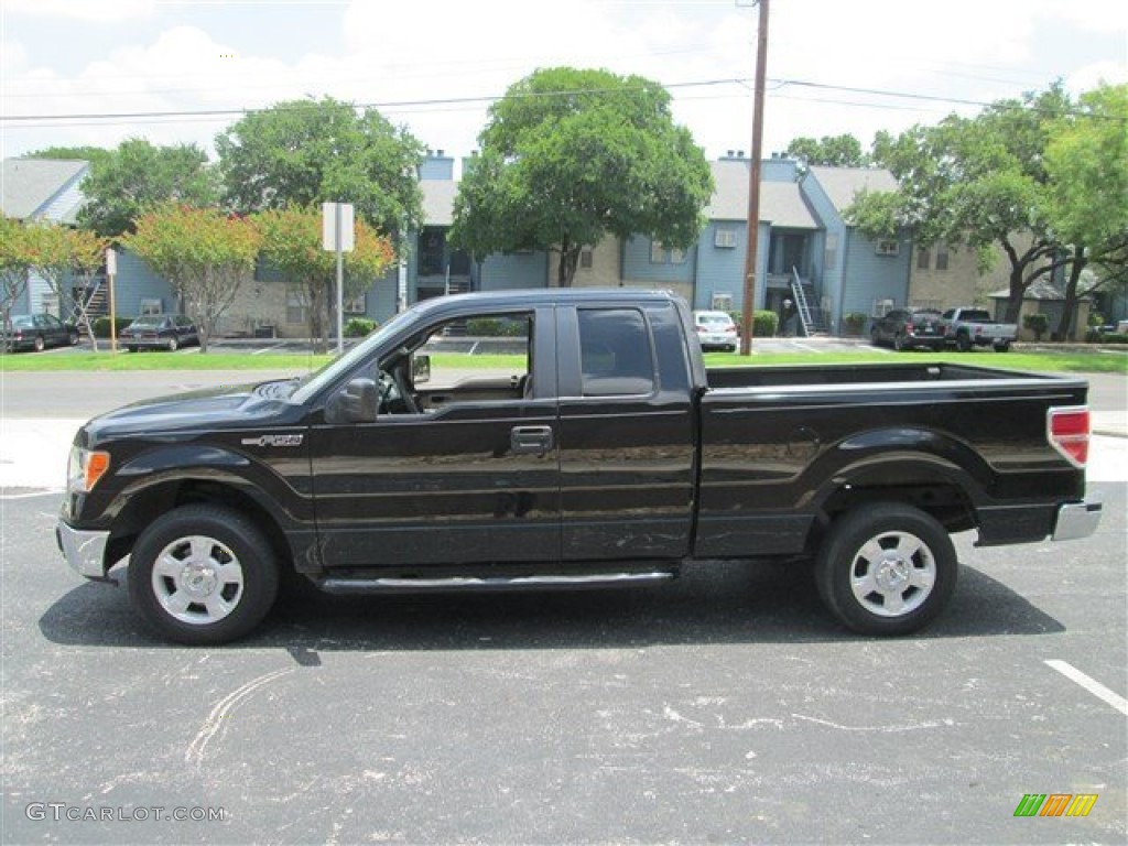 2009 F150 XLT SuperCab - Black / Stone/Medium Stone photo #6