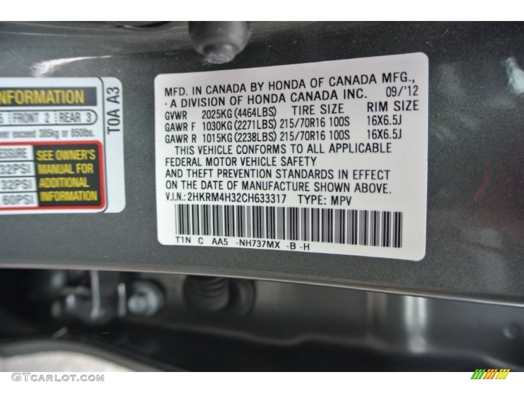 2012 CR-V LX 4WD - Polished Metal Metallic / Gray photo #7