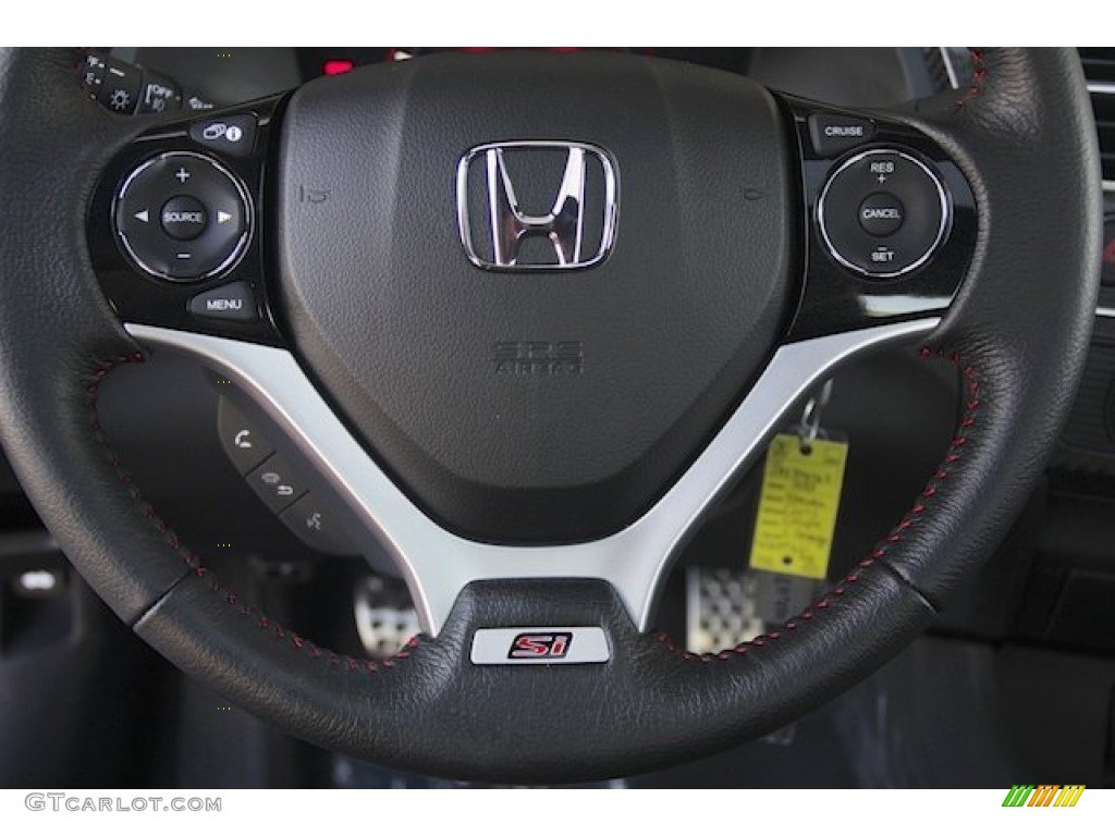 2013 Honda Civic Si Coupe Black Steering Wheel Photo #82421547