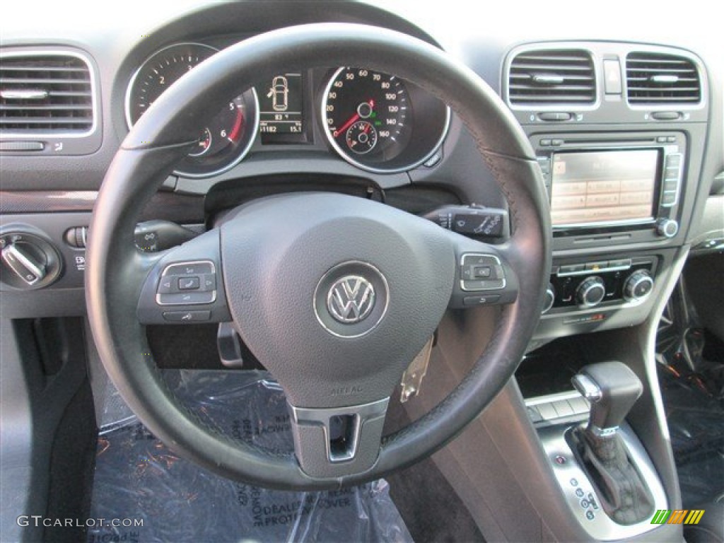 2010 Volkswagen Jetta TDI SportWagen Titan Black Steering Wheel Photo #82424241