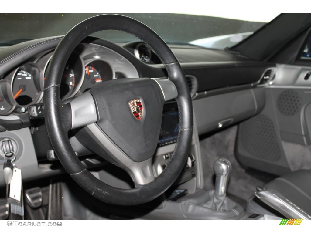 2008 Porsche 911 Targa 4 Black/Stone Grey Steering Wheel Photo #82435280