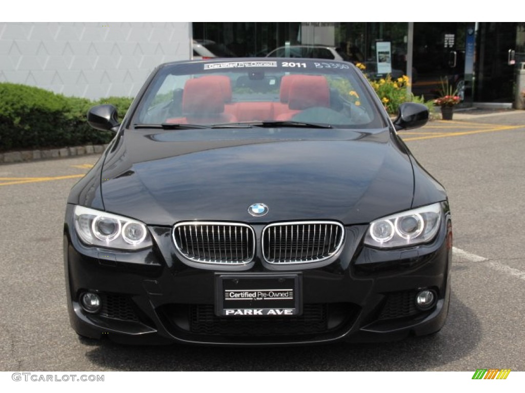 2011 3 Series 335i Convertible - Black Sapphire Metallic / Coral Red/Black Dakota Leather photo #2