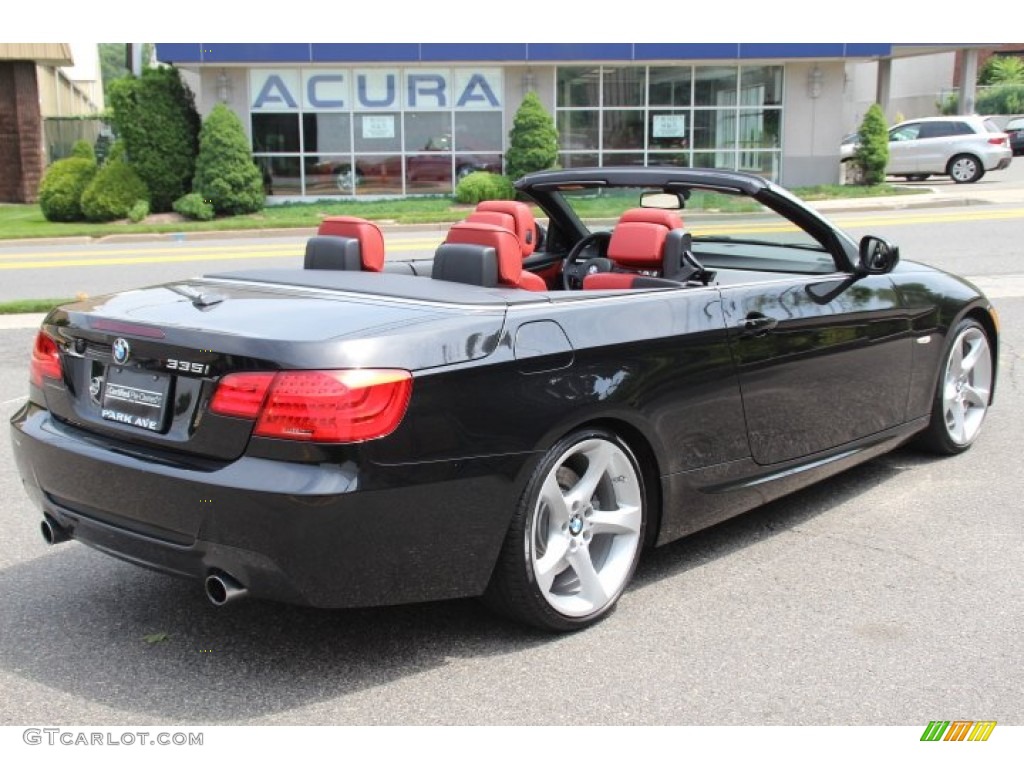 2011 3 Series 335i Convertible - Black Sapphire Metallic / Coral Red/Black Dakota Leather photo #5