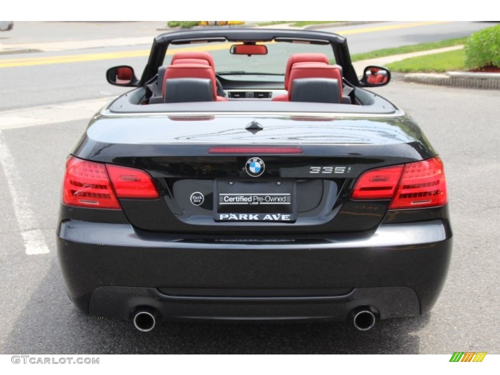 2011 3 Series 335i Convertible - Black Sapphire Metallic / Coral Red/Black Dakota Leather photo #6