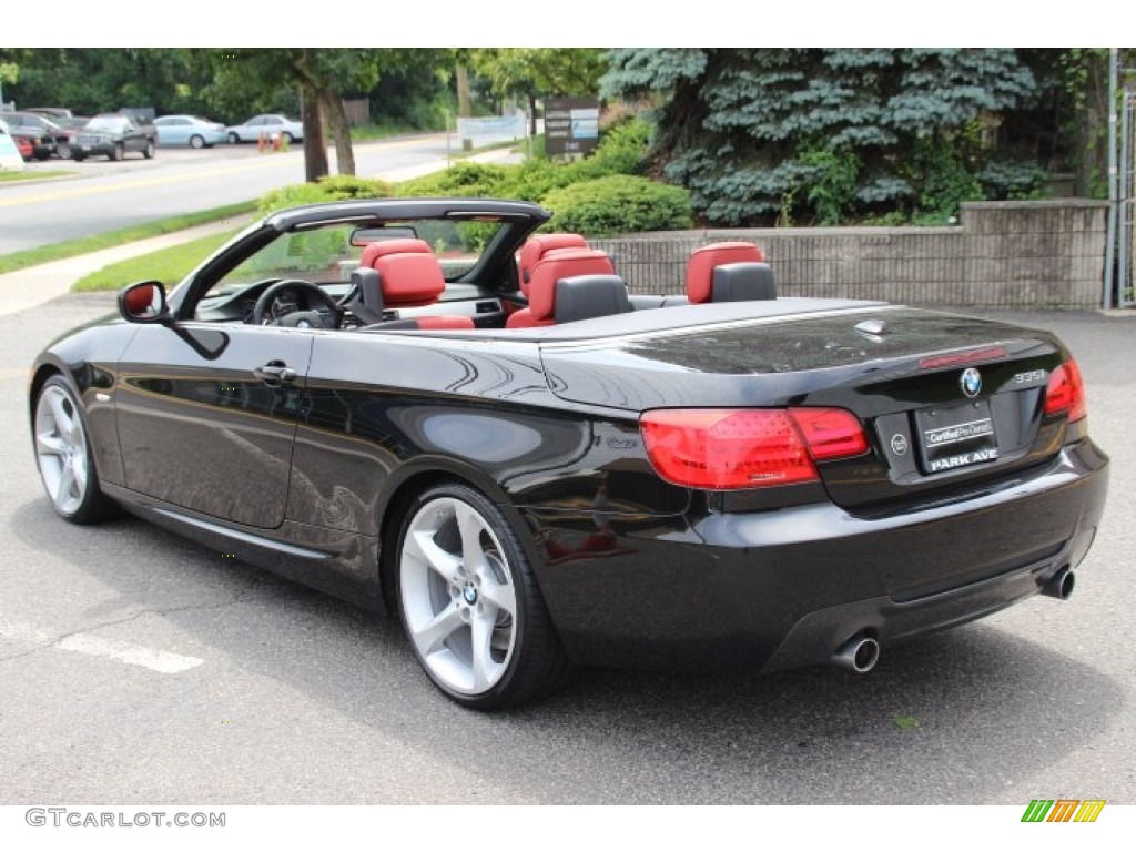 2011 3 Series 335i Convertible - Black Sapphire Metallic / Coral Red/Black Dakota Leather photo #7