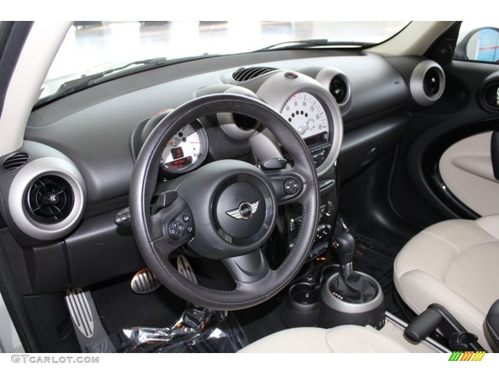 2012 Mini Cooper S Countryman All4 AWD Gravity Polar Beige Leather Dashboard Photo #82443258