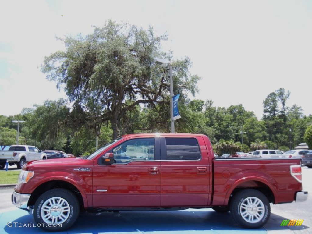 2013 F150 Lariat SuperCrew - Ruby Red Metallic / Adobe photo #2