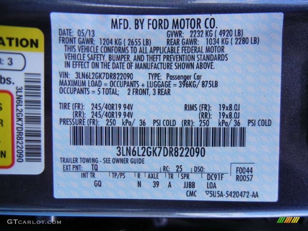2013 MKZ Color Code TQ for Smoked Quartz Photo #82449620