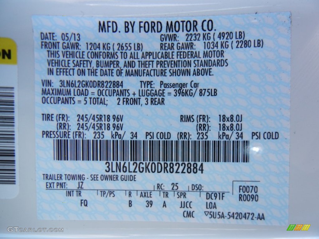 2013 MKZ Color Code JZ for Crystal Champagne Photo #82449955