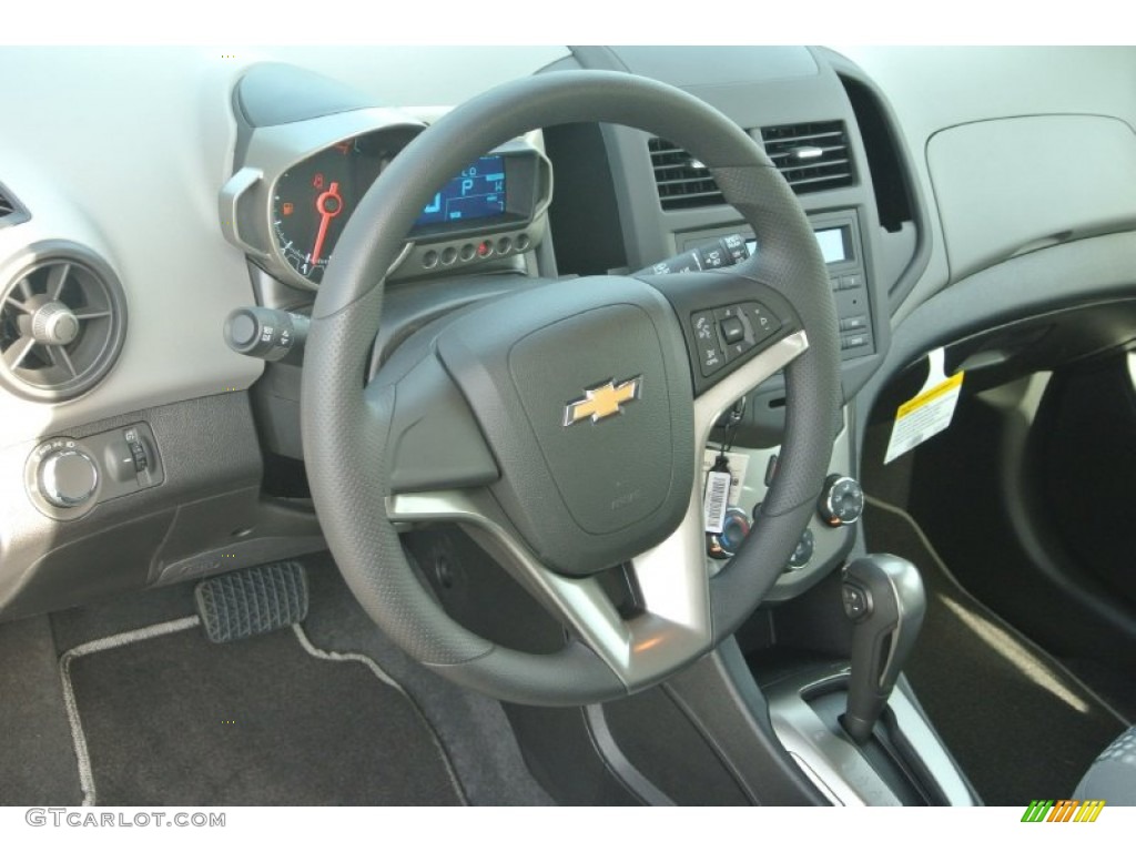 2013 Chevrolet Sonic LS Hatch Jet Black/Dark Titanium Steering Wheel Photo #82450729