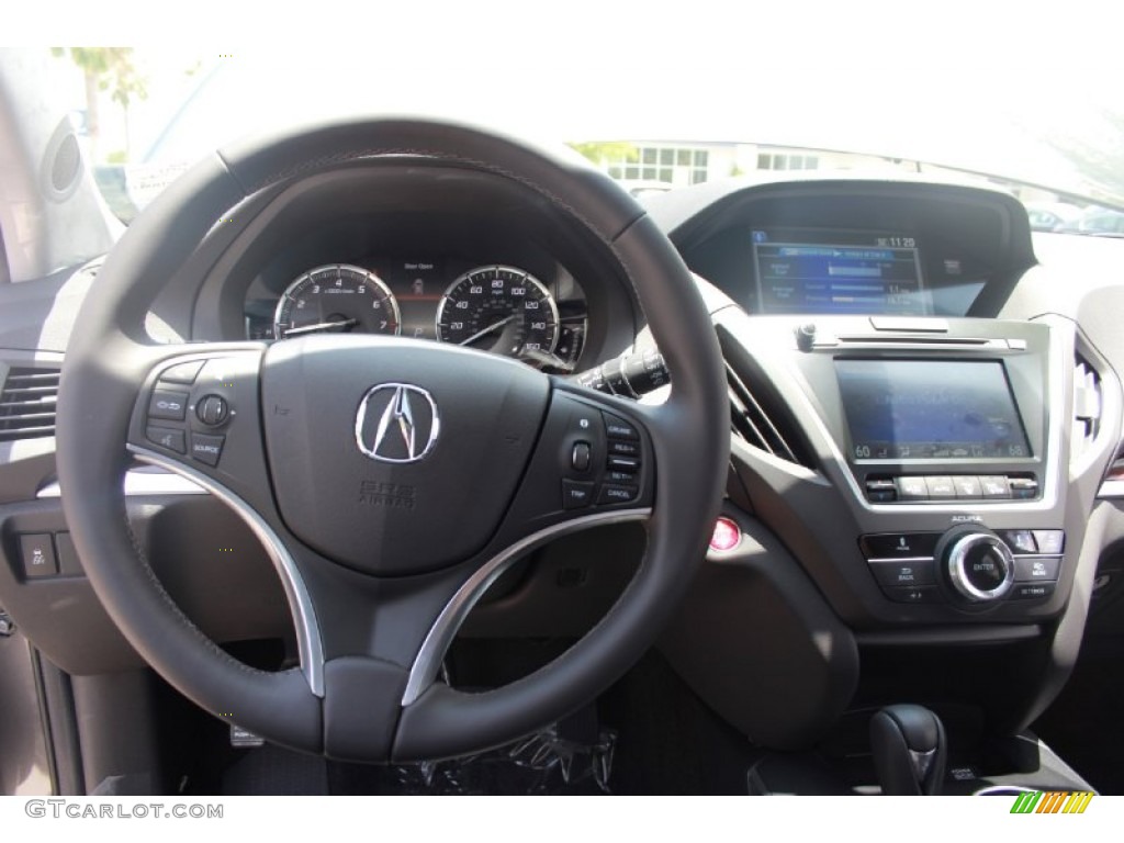 2014 Acura MDX Standard MDX Model Ebony Steering Wheel Photo #82454859