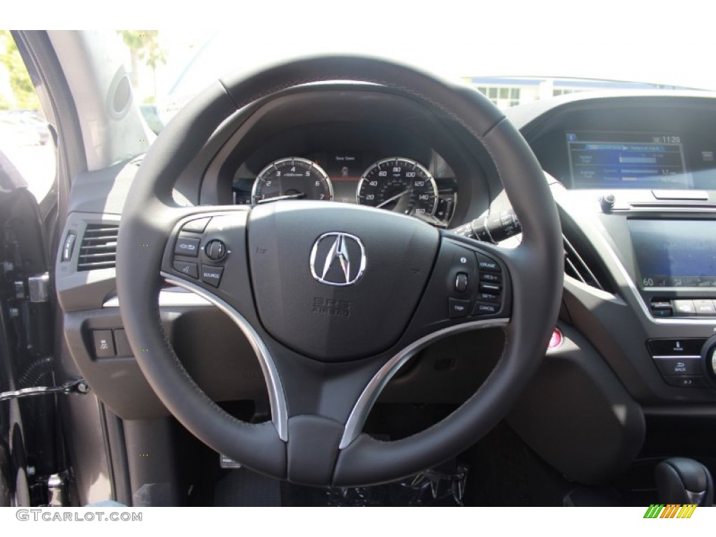 2014 Acura MDX Standard MDX Model Ebony Steering Wheel Photo #82454875