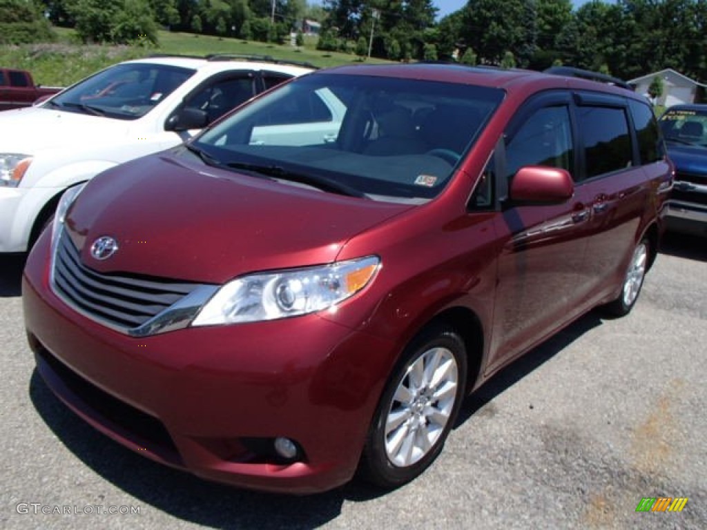 2011 Sienna XLE AWD - Salsa Red Pearl / Light Gray photo #3