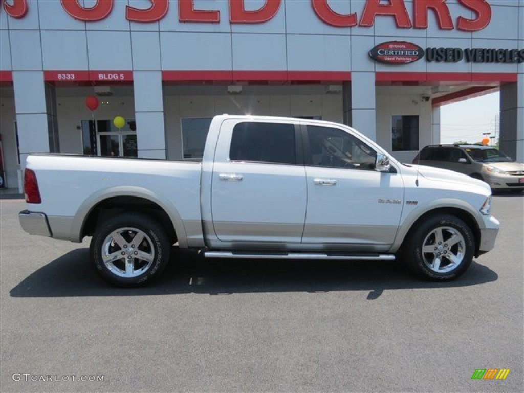 2010 Ram 1500 Laramie Crew Cab 4x4 - Stone White / Light Pebble Beige/Bark Brown photo #8