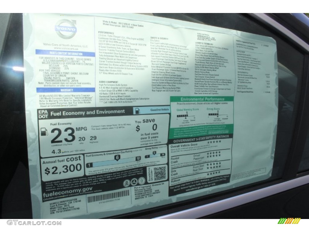 2013 Volvo S60 T5 AWD Window Sticker Photos