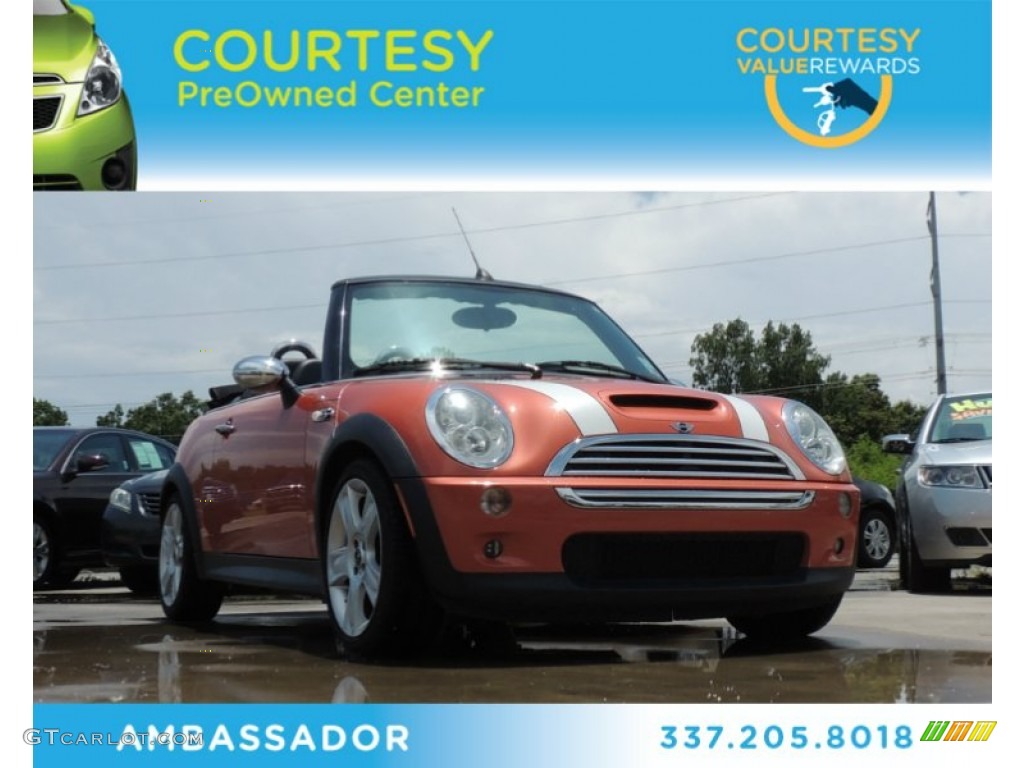 2006 Cooper S Convertible - Hot Orange Metallic / Sunrise/Dark Blue photo #1