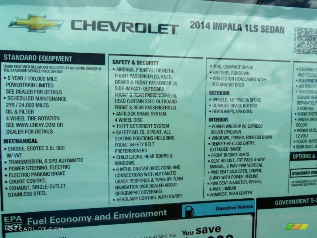 2014 Chevrolet Impala LS Window Sticker Photo #82477958