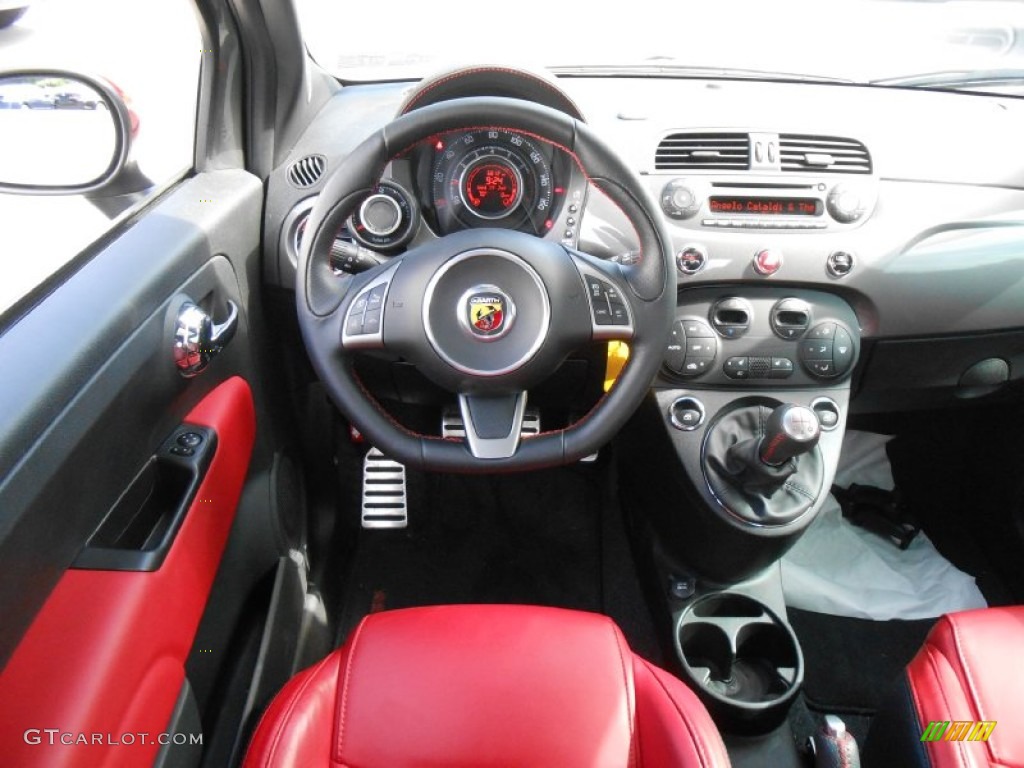 2013 Fiat 500 Abarth Abarth Nero/Rosso/Nero (Black/Red/Black) Steering Wheel Photo #82480803