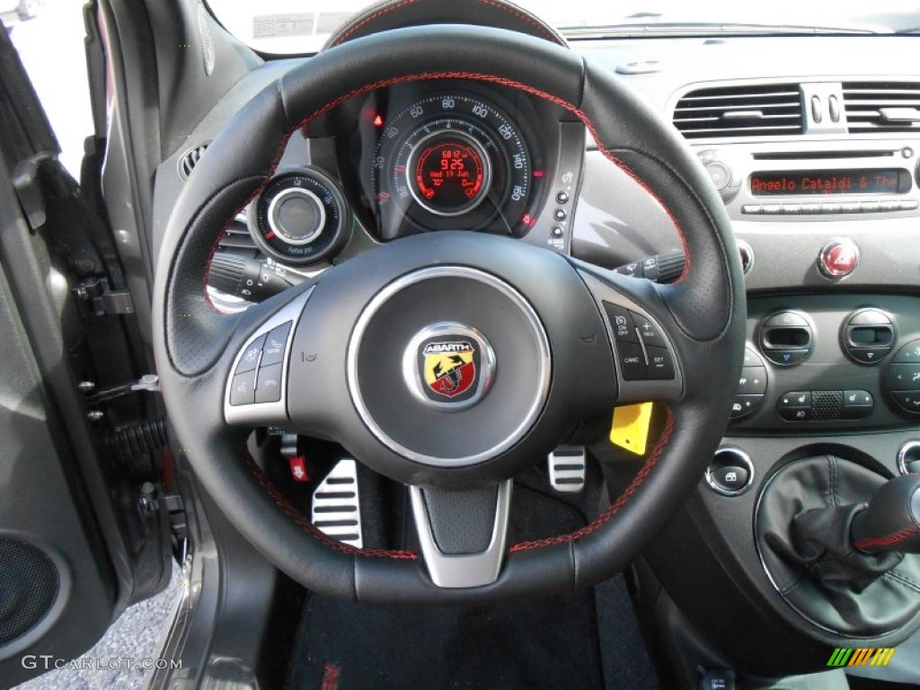 2013 Fiat 500 Abarth Abarth Nero/Rosso/Nero (Black/Red/Black) Steering Wheel Photo #82480973