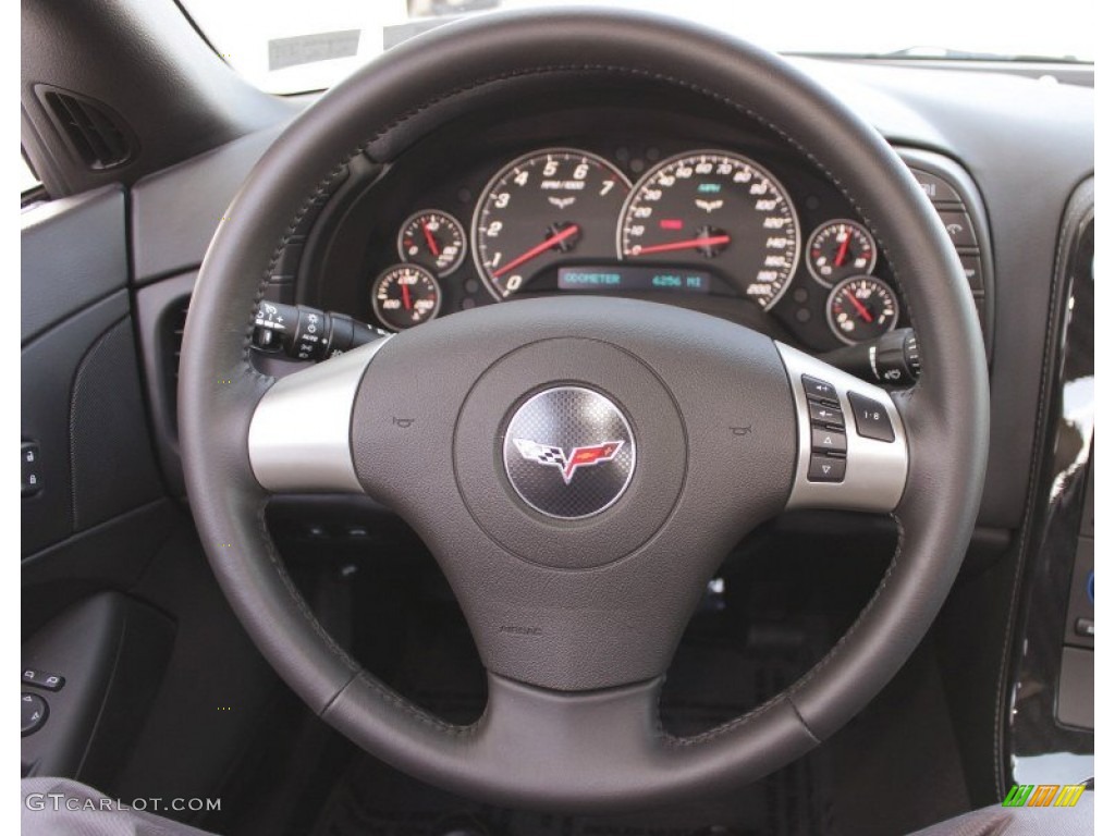 2011 Chevrolet Corvette Coupe Ebony Black Steering Wheel Photo #82487108