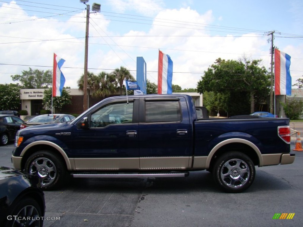 2010 F150 Lariat SuperCrew - Dark Blue Pearl Metallic / Tan photo #5