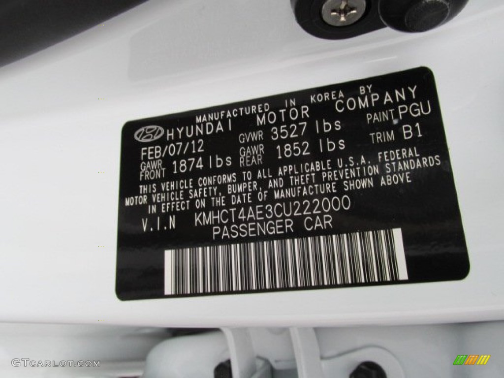 2012 Accent GLS 4 Door - Century White / Beige photo #10