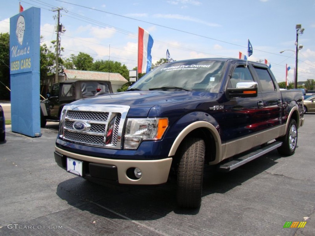 2010 F150 Lariat SuperCrew - Dark Blue Pearl Metallic / Tan photo #31