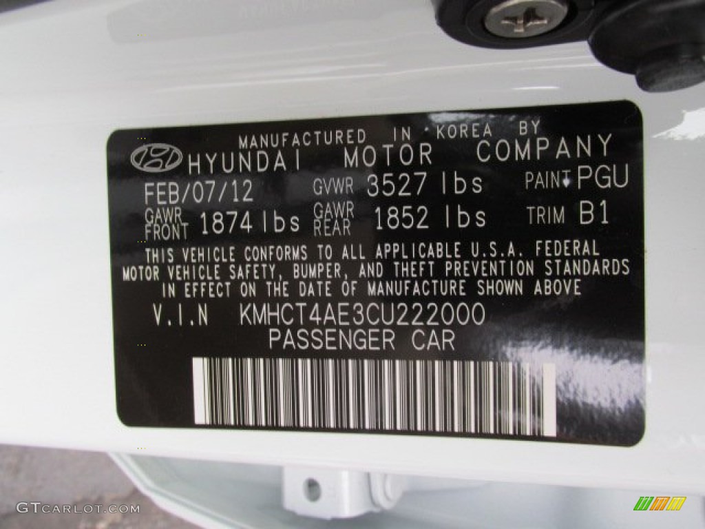 2012 Accent GLS 4 Door - Century White / Beige photo #24