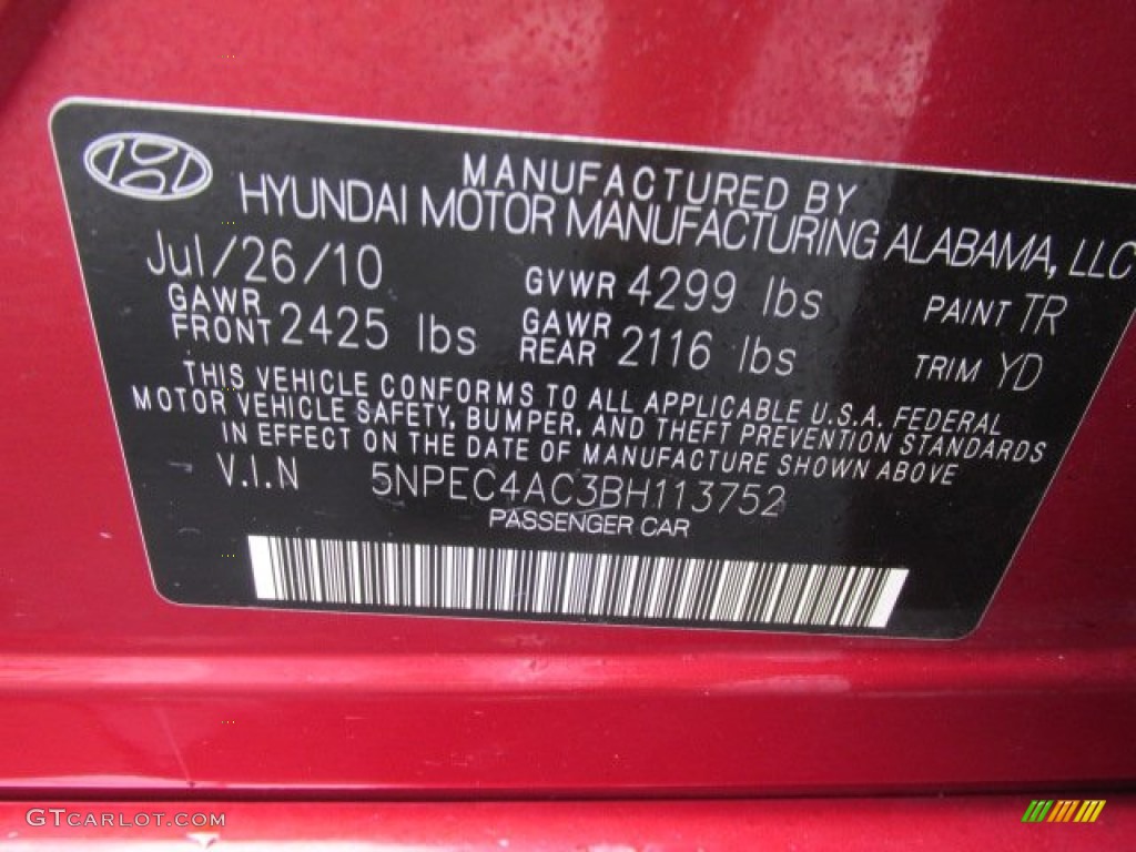 2011 Sonata Limited - Venetian Red / Camel photo #24