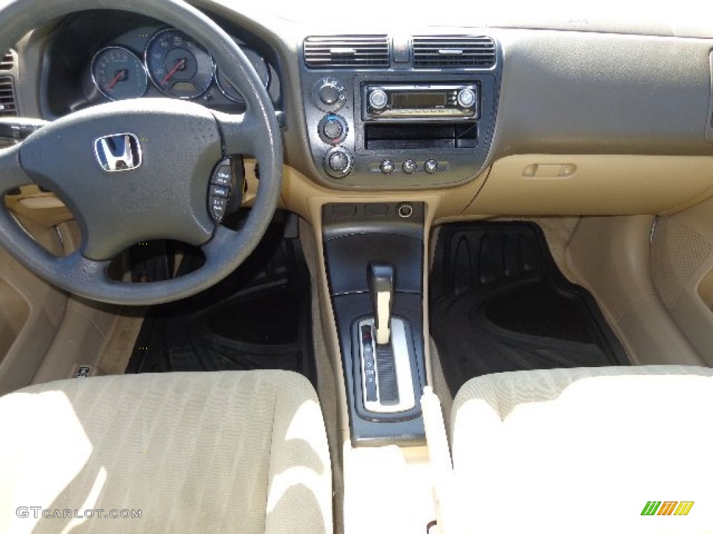 2004 Honda Civic LX Sedan Ivory Beige Dashboard Photo #82495673