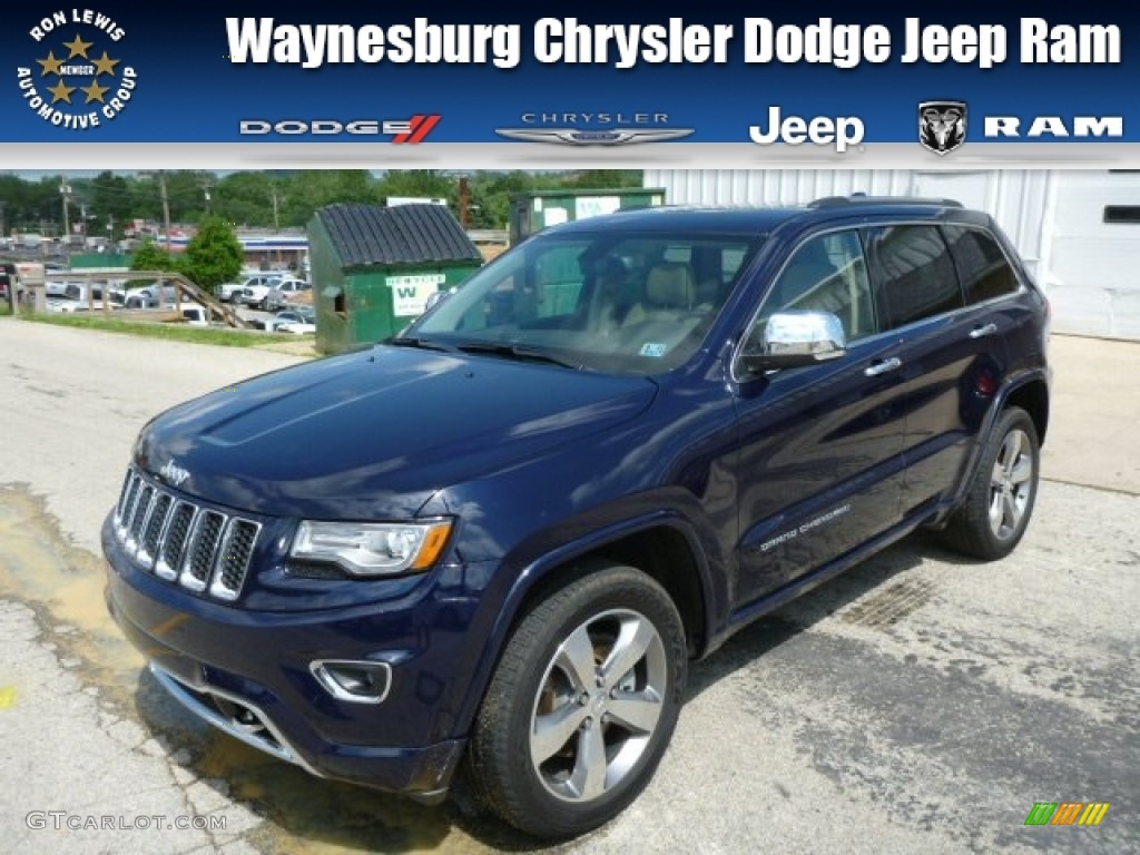 2014 Grand Cherokee Overland 4x4 - True Blue Pearl / Overland Nepal Jeep Brown Light Frost photo #1