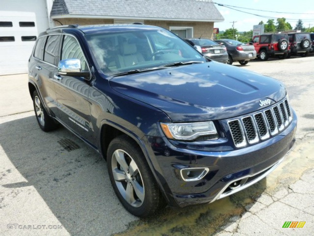 2014 Grand Cherokee Overland 4x4 - True Blue Pearl / Overland Nepal Jeep Brown Light Frost photo #7
