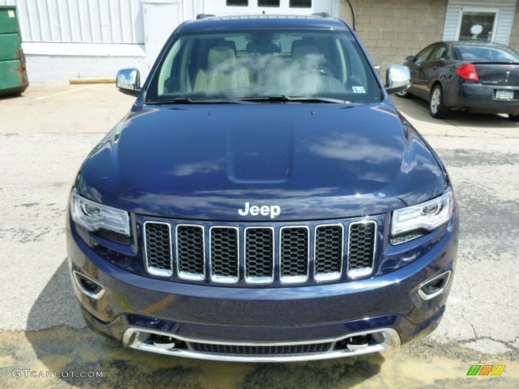 2014 Grand Cherokee Overland 4x4 - True Blue Pearl / Overland Nepal Jeep Brown Light Frost photo #8