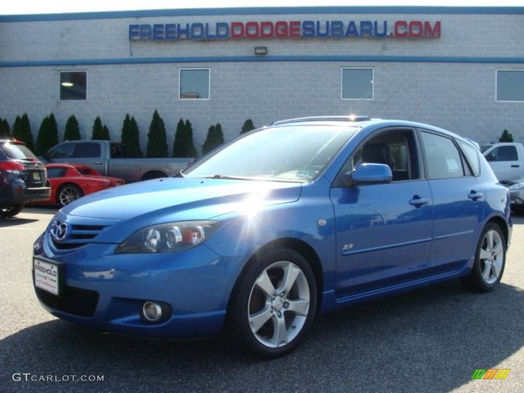 2004 MAZDA3 s Hatchback - Winning Blue Mica / Black photo #1